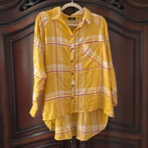 Urban Outfitters Yellow Oversized Plaid Flannel Size Small
